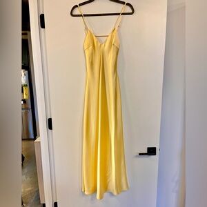 Zara Yellow Satin Maxi Dress